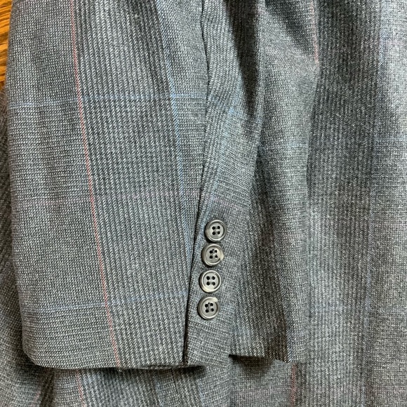 C&R Clothiers Vintage 100% worsted wool gray plaid tailored blazer jacket 40S - Picture 12 of 14